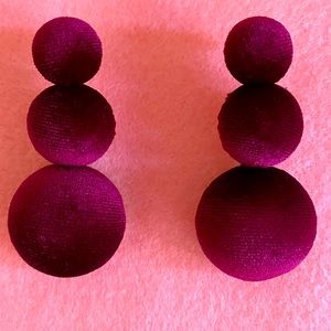 Burgundy Velvet Studded Earrings.